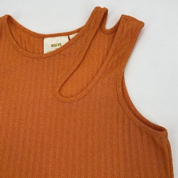 Maeve Anthropologie Orange Ribbed CutOut Tank Top Size XL Cutout Sleeveless - Picture 6 of 9